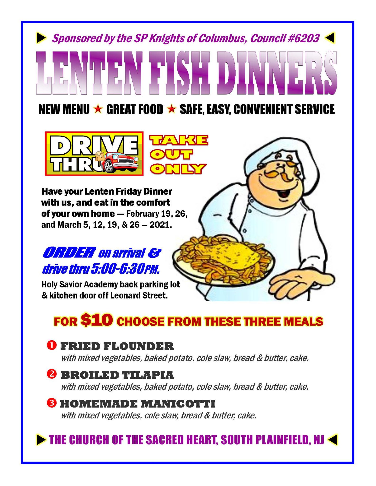 Lenten Fish Dinners Church of the Sacred Heart